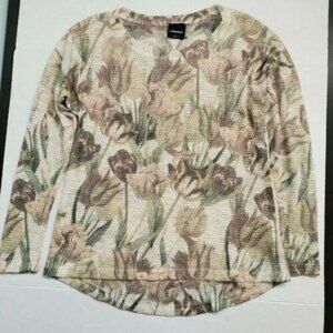 Tulips Top by Wallpapher Long Sleeve Top Scoop Neck Floral‎ Print NWOT sz Small